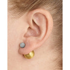 Sterling Silver Gold-tone CZ Front Back Earrings