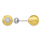 Sterling Silver Gold-tone CZ Front Back Earrings