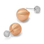 Sterling Silver Rose-tone CZ Front Back Earrings