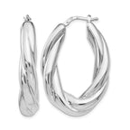 Sterling Silver RH-plated Polished Hoop Earrings