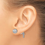 Sterling Silver Rhodium-plated CZ Cross Front and Back Earrings