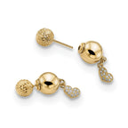 Sterling Silver Gold-plated CZ Heart Front and Back Earrings