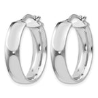 Sterling Silver Rhodium-plated Oval Hoop Earrings