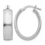 Sterling Silver Rhodium-plated Oval Hoop Earrings