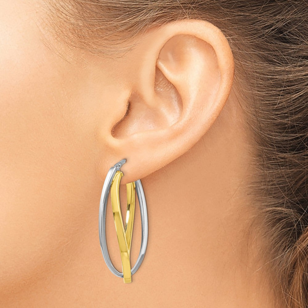 Sterling Silver Gold-tone Polished Hoop Earrings