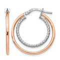 Sterling Silver Rose-tone D/C Hoop Earrings