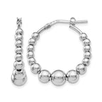 Sterling Silver RH-plated Polished Beaded Hoop Earrings