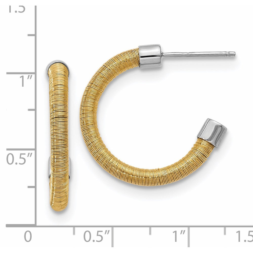 Sterling Silver Yellow Rhodium Textured Earrings