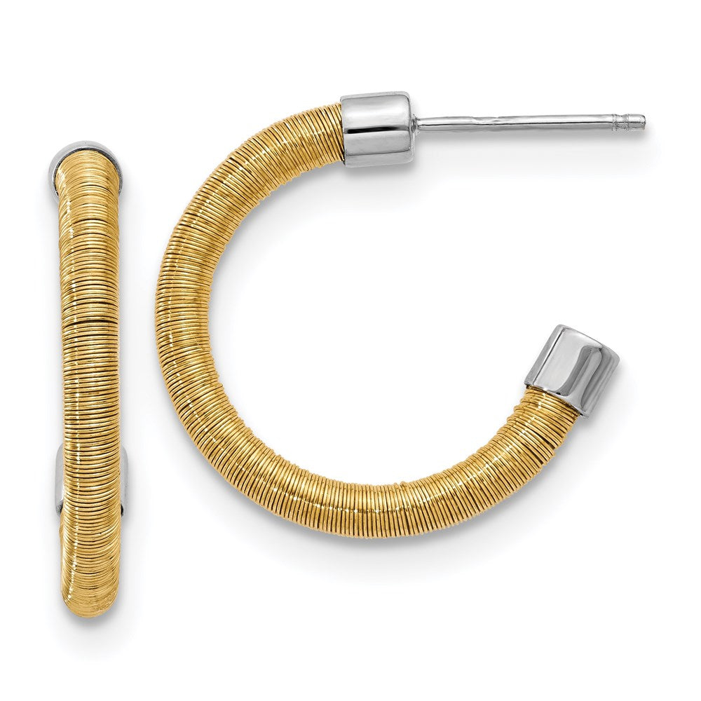 Sterling Silver Yellow Rhodium Textured Earrings