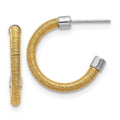 Sterling Silver Yellow Rhodium Textured Earrings