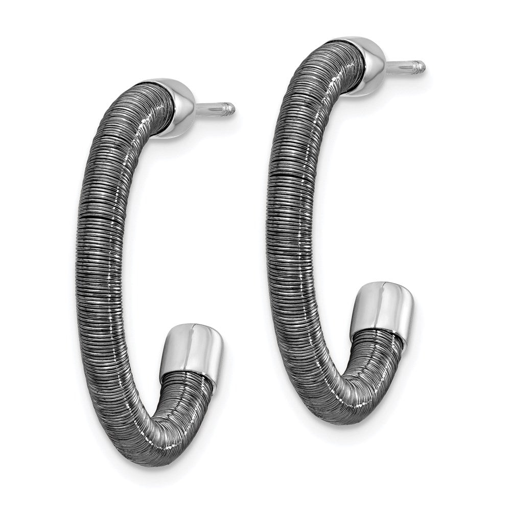 Sterling Silver Rhodium & Ruthenium Textured Earrings