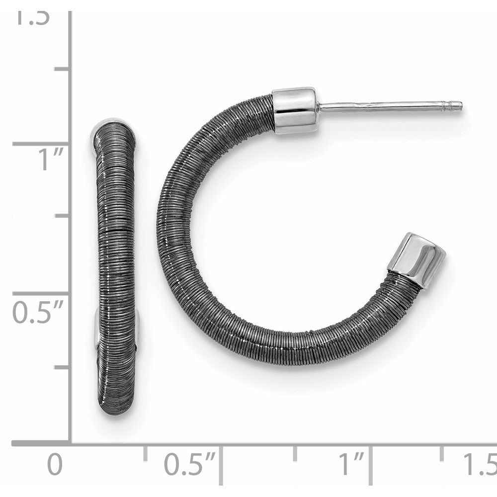 Sterling Silver Rhodium & Ruthenium Textured Earrings