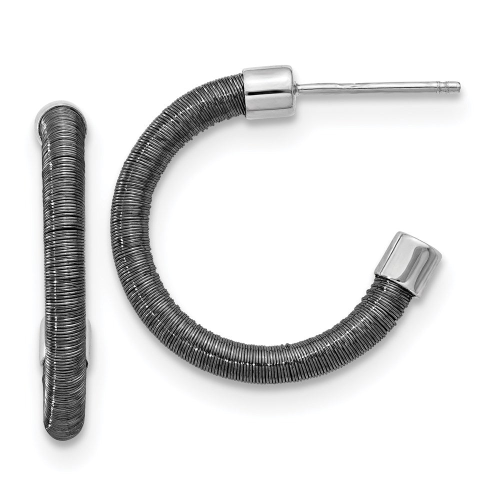 Sterling Silver Rhodium & Ruthenium Textured Earrings