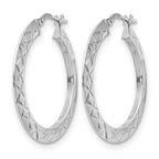 Sterling Silver RH-plated Polished & D/C Hoop Earrings