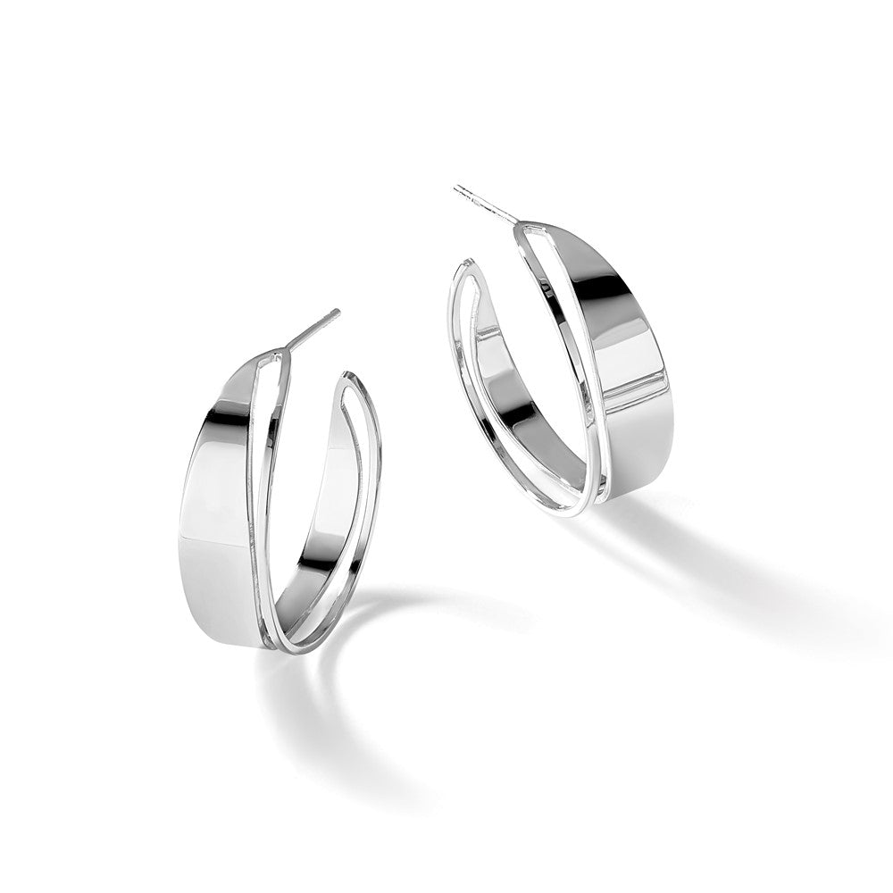Sterling Silver Polished Fancy Post Hoop Earrings