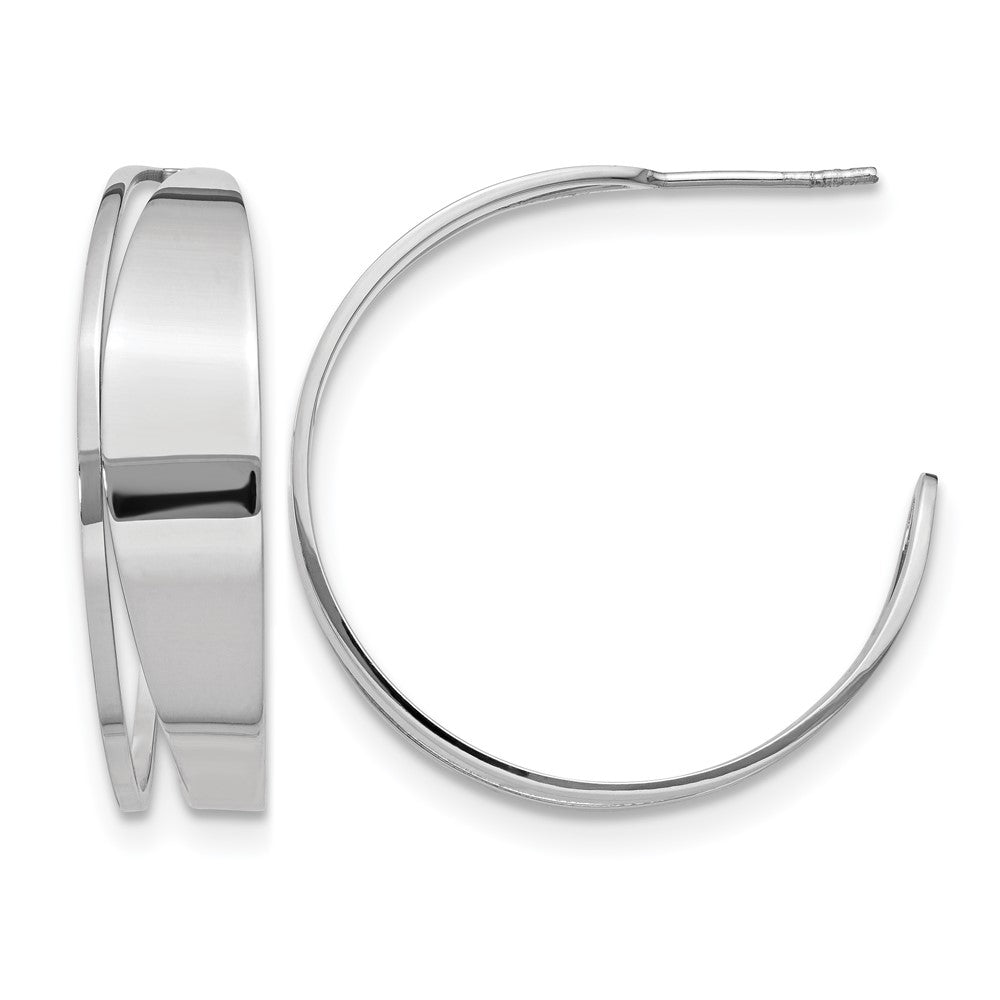 Sterling Silver Polished Fancy Post Hoop Earrings