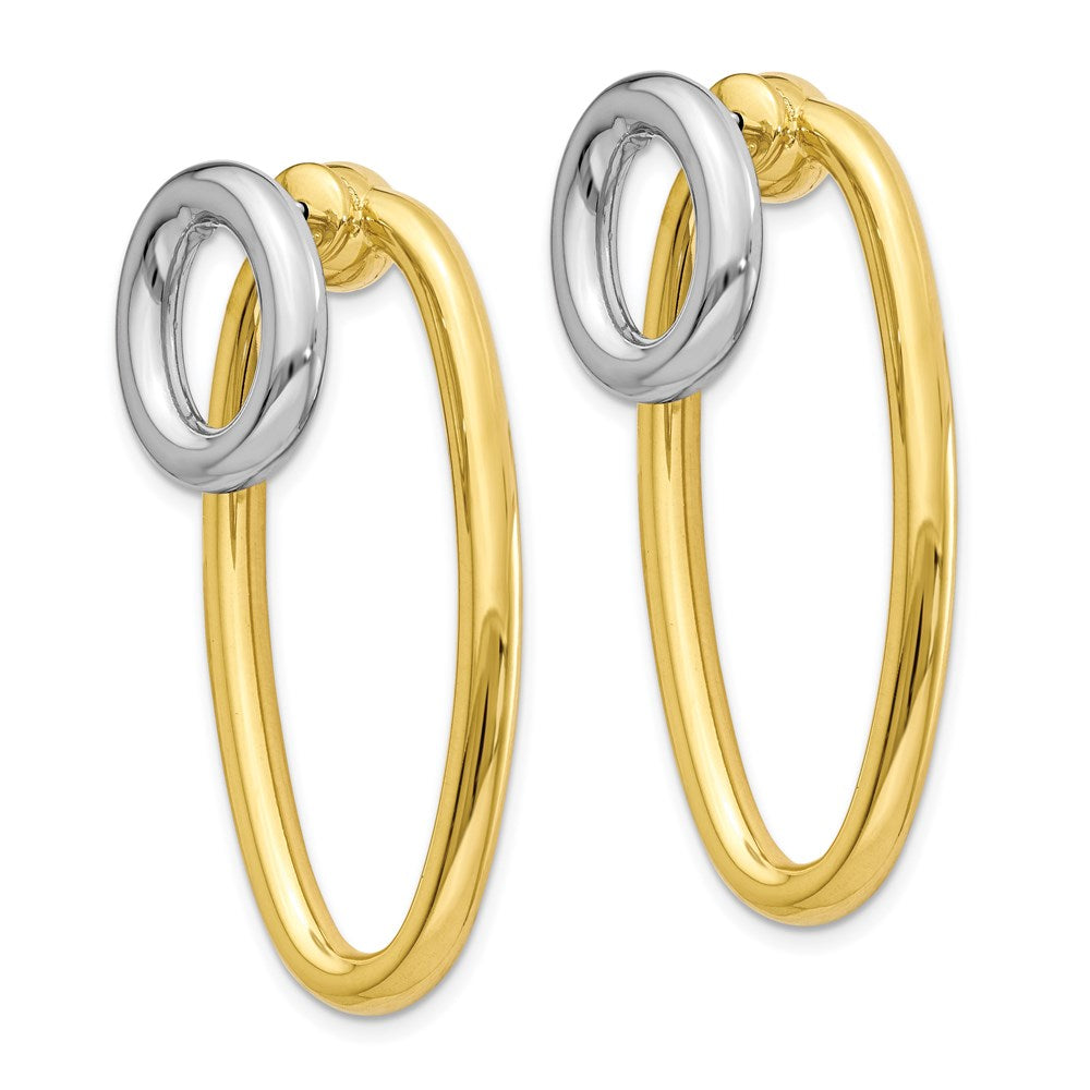 Sterling Silver & Gold-tone Front & Back Oval Post Earrings