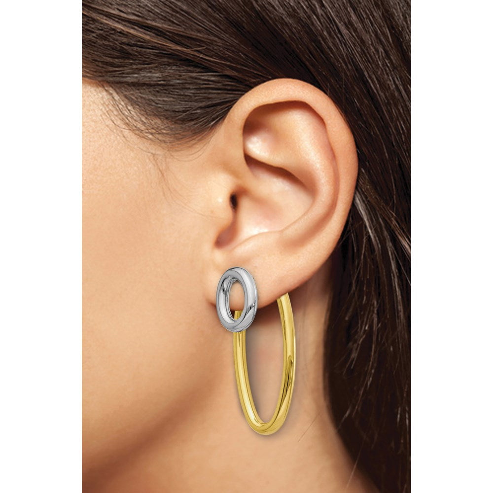 Sterling Silver & Gold-tone Front & Back Oval Post Earrings