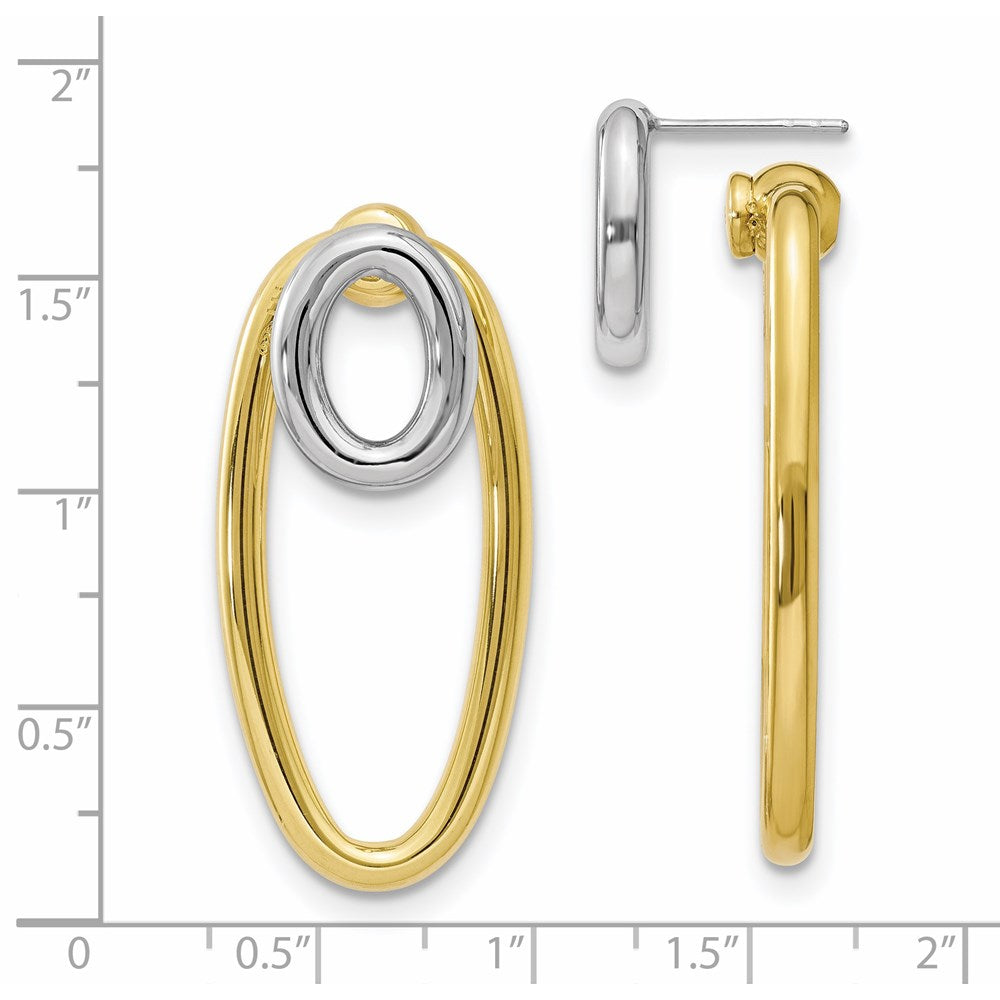 Sterling Silver & Gold-tone Front & Back Oval Post Earrings