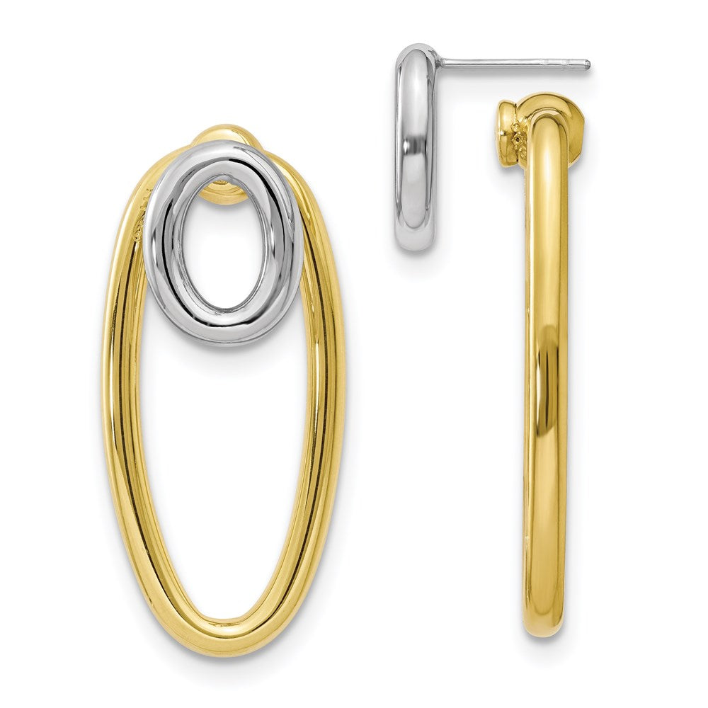 Sterling Silver & Gold-tone Front & Back Oval Post Earrings