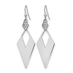Sterling Silver RH-plated Polished Crystal Diamond Shape Dangle Ea