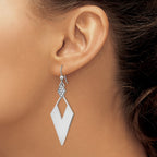 Sterling Silver RH-plated Polished Crystal Diamond Shape Dangle Ea