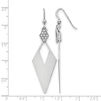 Sterling Silver RH-plated Polished Crystal Diamond Shape Dangle Ea