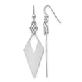 Sterling Silver RH-plated Polished Crystal Diamond Shape Dangle Ea