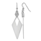 Sterling Silver RH-plated Polished Crystal Diamond Shape Dangle Ea