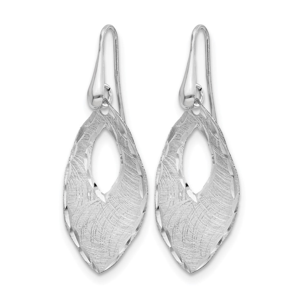 SS RH-plated Textured & D/C Dangle Shepherd Hook Earrings