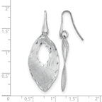 SS RH-plated Textured & D/C Dangle Shepherd Hook Earrings
