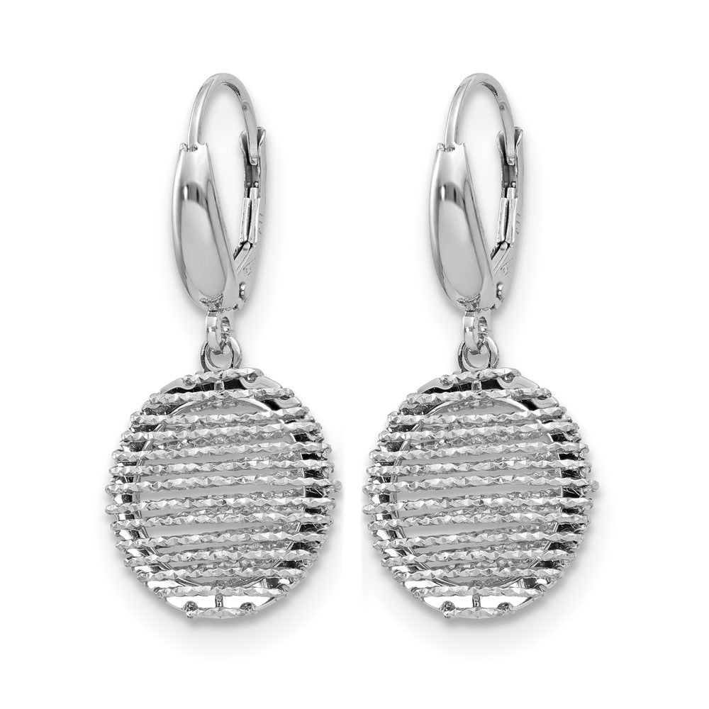 SS RH-plated Polished D/C Open Center Leverback Earrings
