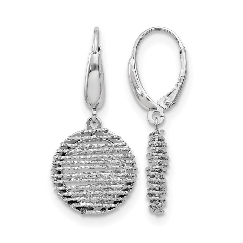 SS RH-plated Polished D/C Open Center Leverback Earrings