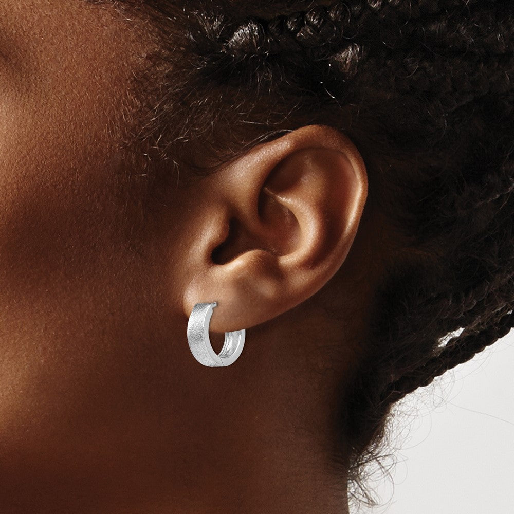 SS RH-plated Radiant Essence Textured Huggie Hoop Earrings
