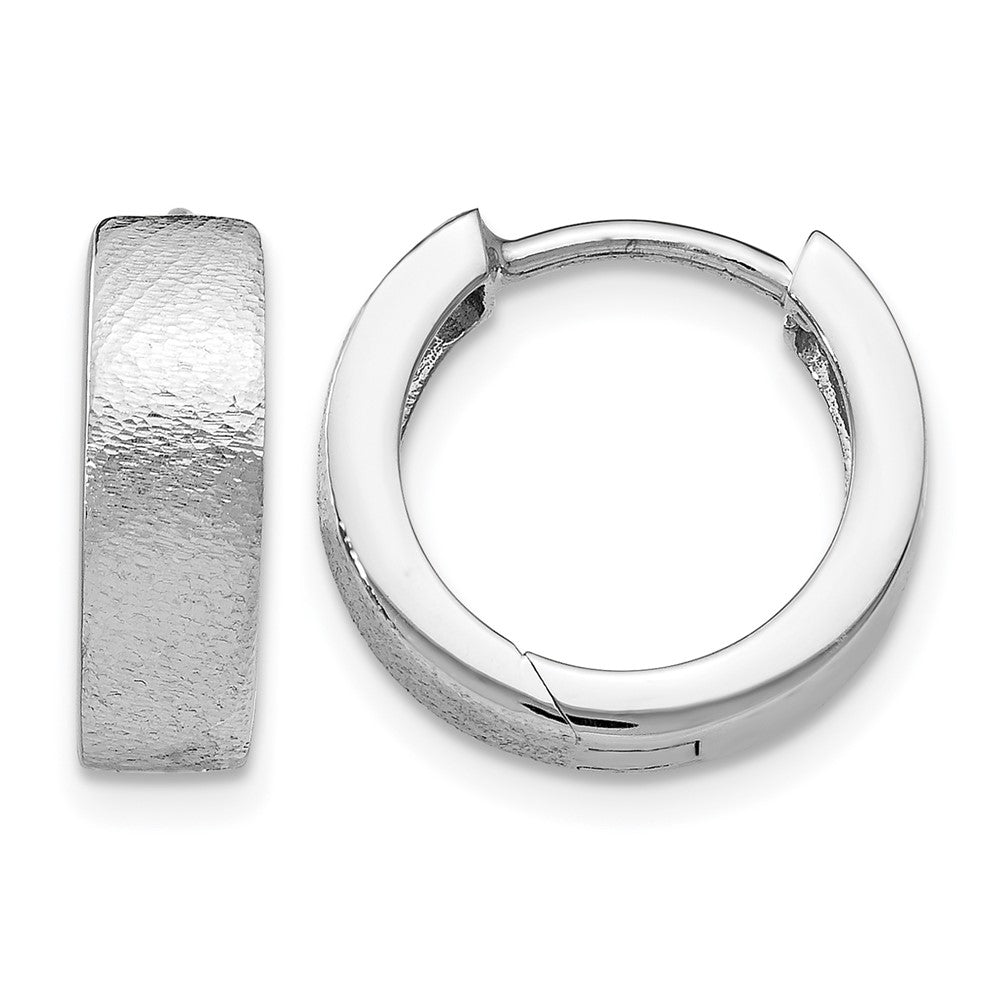 SS RH-plated Radiant Essence Textured Huggie Hoop Earrings