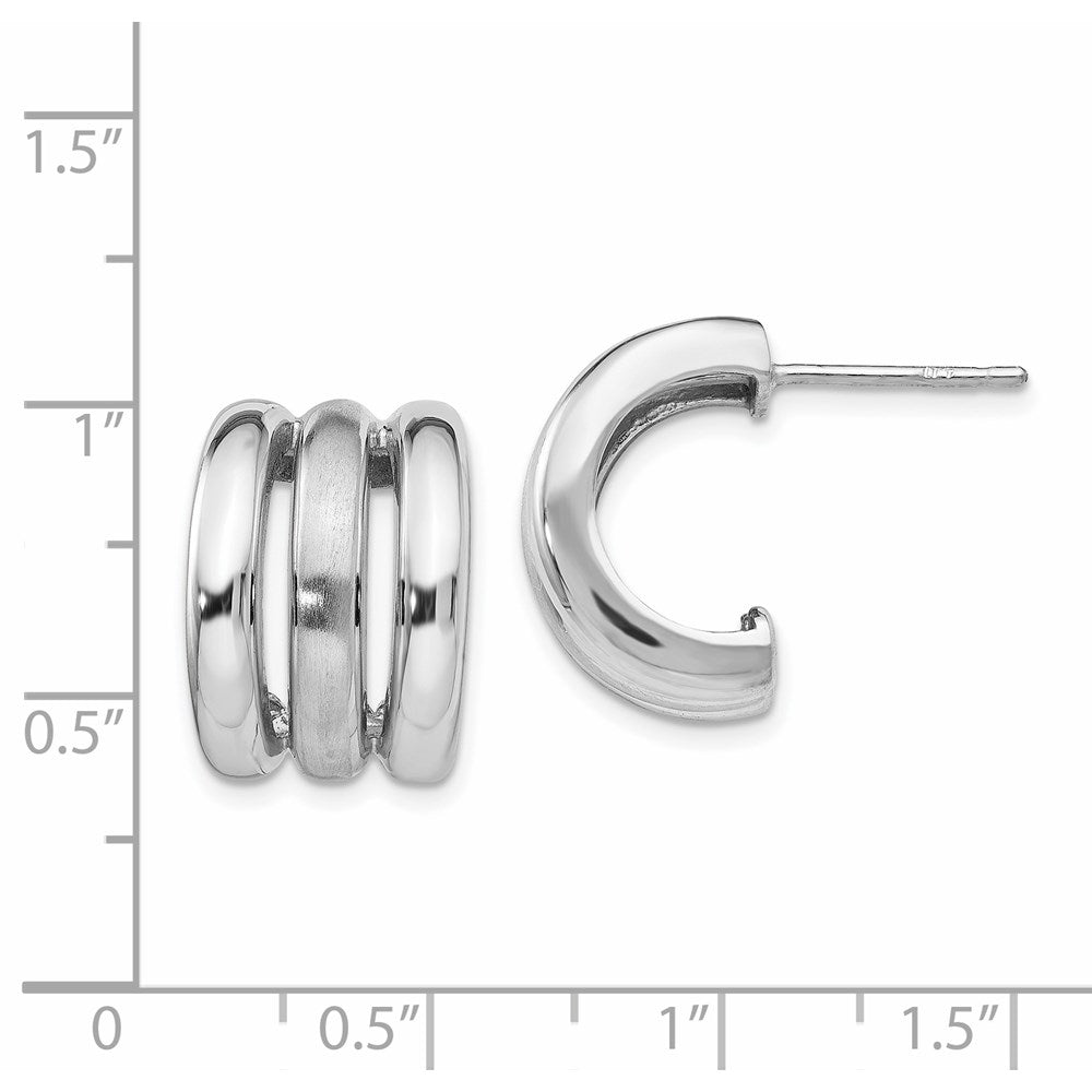Sterling Silver Polished & Brushed Post Hoop Earrings