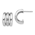 Sterling Silver Polished & Brushed Post Hoop Earrings