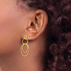 Sterling Silver Gold-tone Polished Post Dangle Earrings