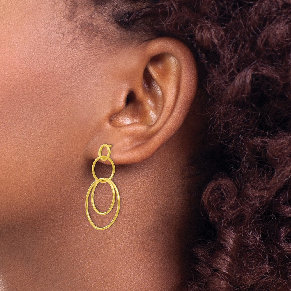 Sterling Silver Gold-tone Polished Post Dangle Earrings