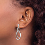 Sterling Silver Rhodium-plated Polished Dangle Earrings