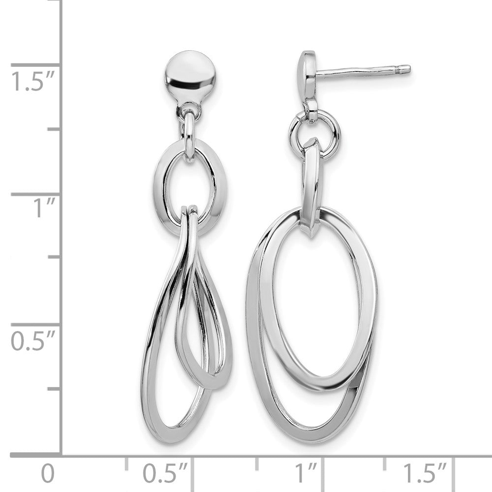 Sterling Silver Rhodium-plated Polished Dangle Earrings