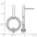 Sterling Silver Polished CZ Diamond-Cut Post Dangle Earrings