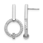 Sterling Silver Polished CZ Diamond-Cut Post Dangle Earrings