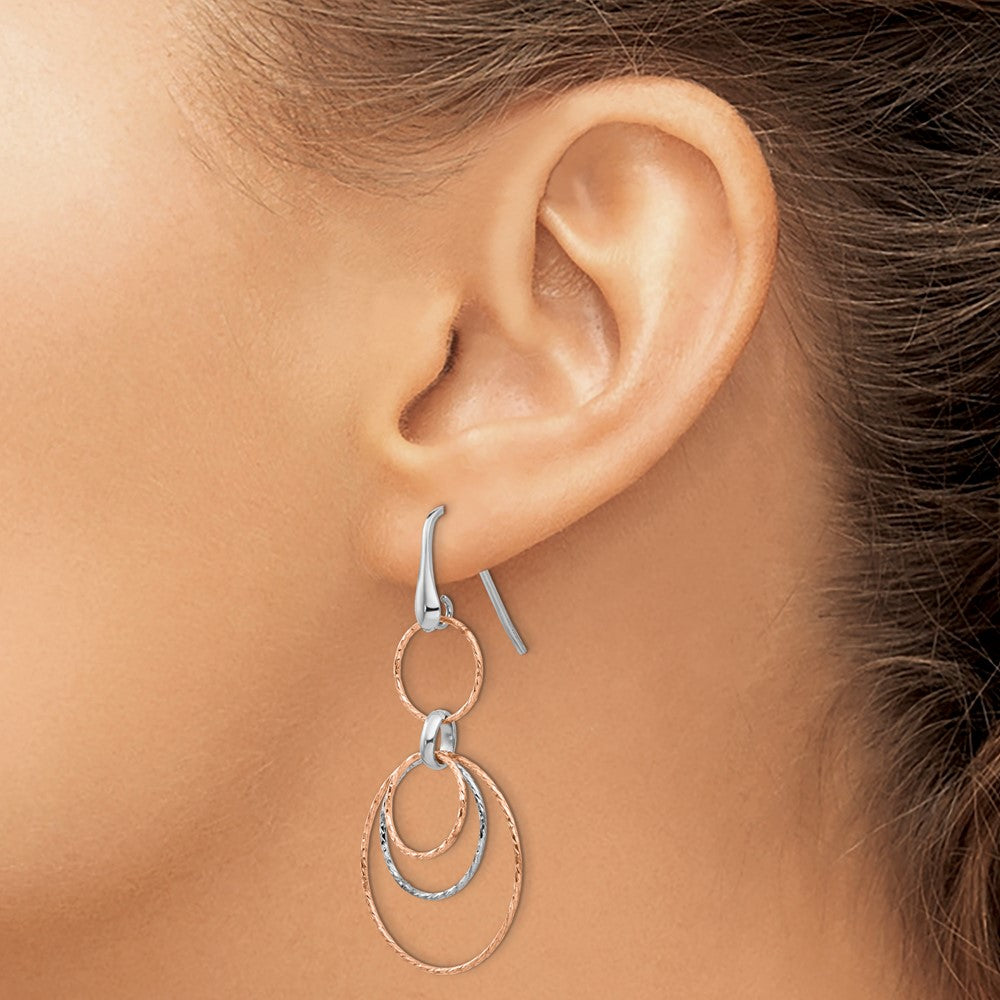 Sterling Silver Rose-Gold-plated D/C Dangle Earrings