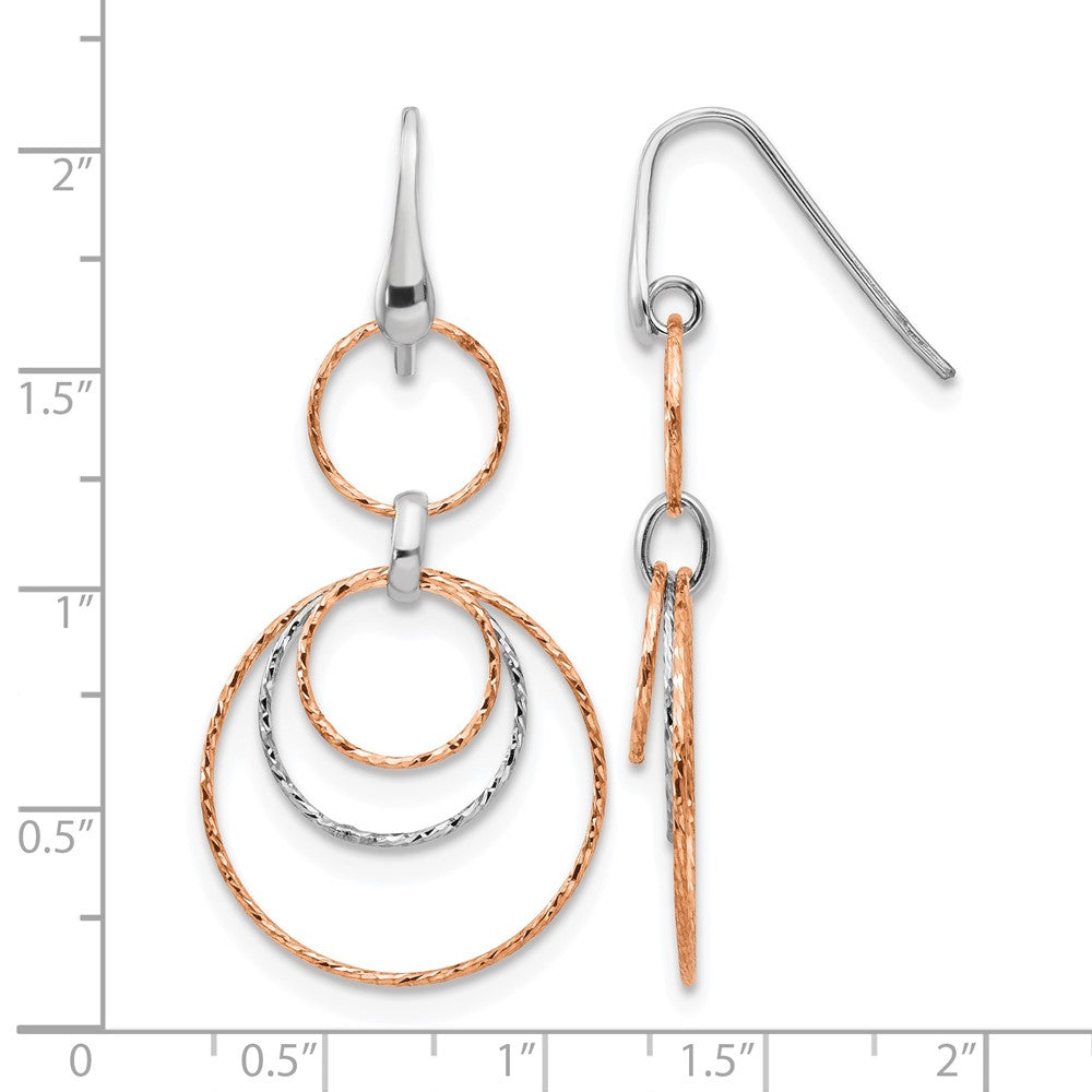 Sterling Silver Rose-Gold-plated D/C Dangle Earrings