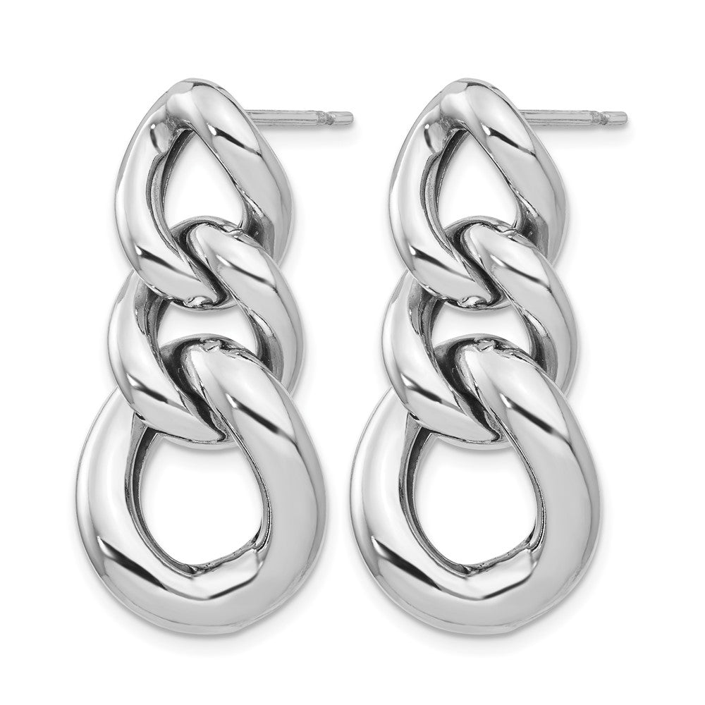 Sterling Silver RH-plated Polished Post Dangle Earrings