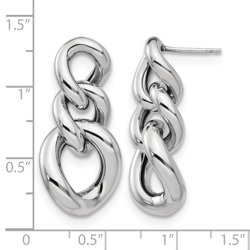 Sterling Silver RH-plated Polished Post Dangle Earrings