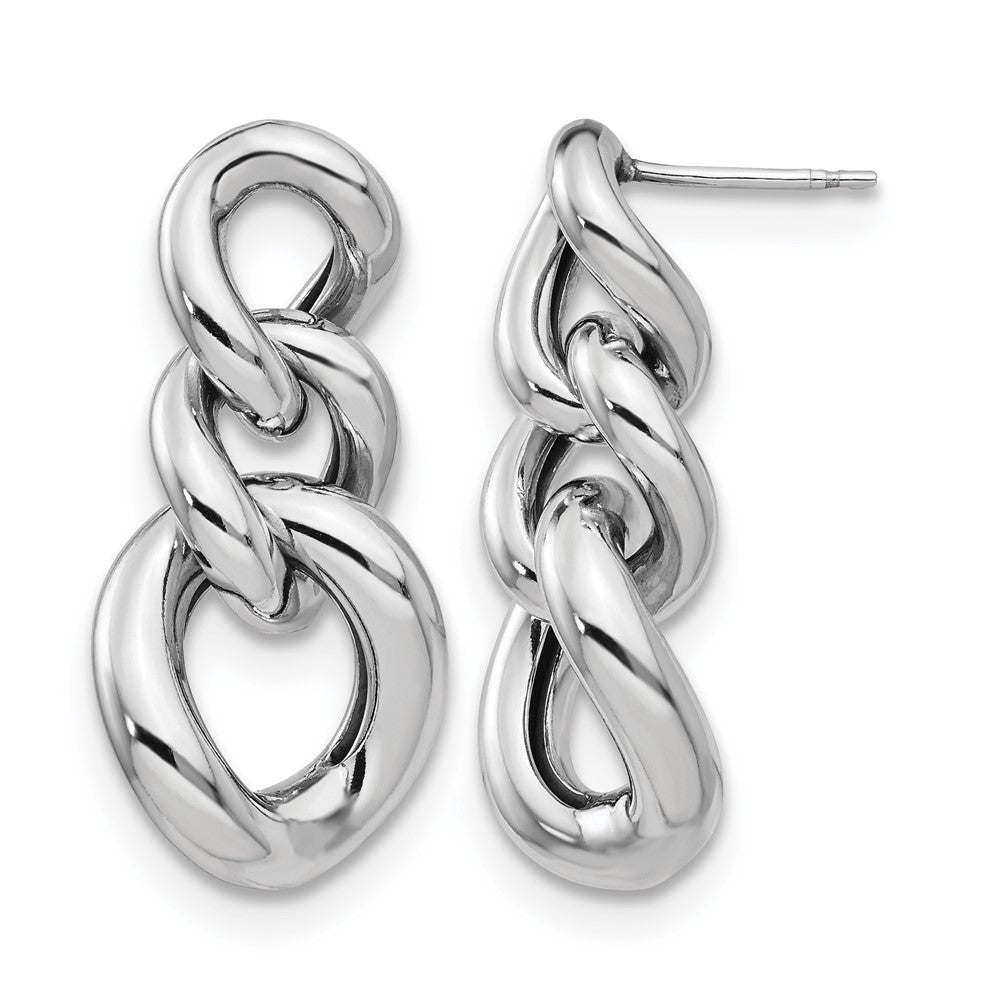 Sterling Silver RH-plated Polished Post Dangle Earrings