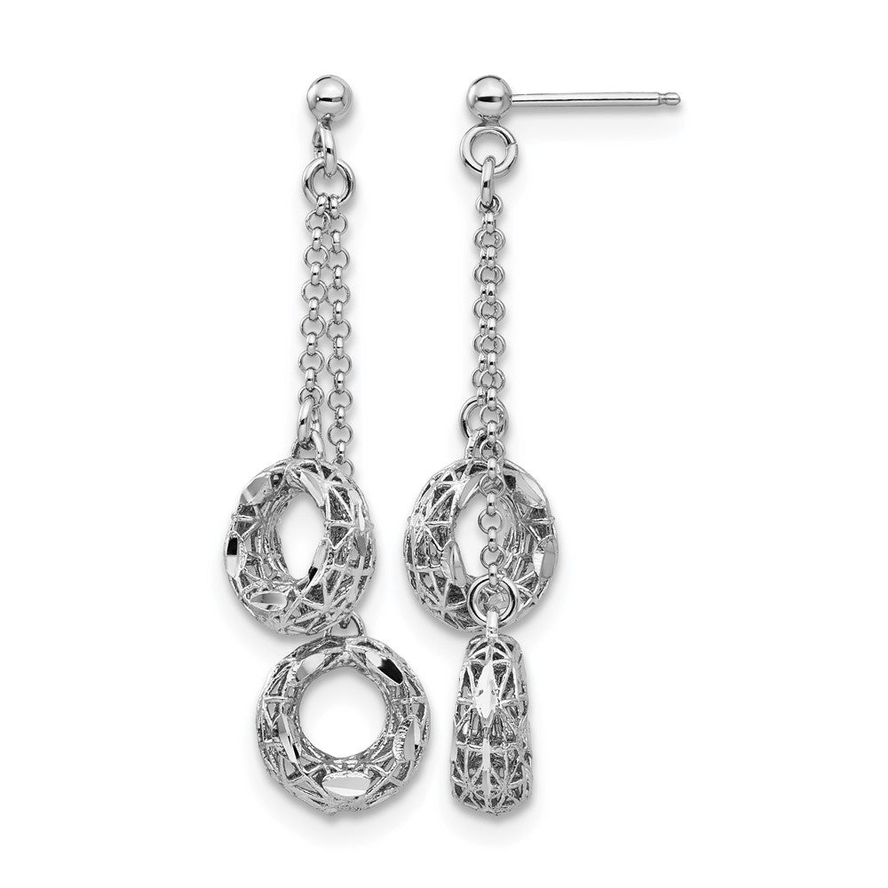 Sterling Silver Polished D/C Circle Dangle Earrings