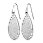 Sterling Silver RH-plt Brushed/Polished Laser Cut Dangle Earrings